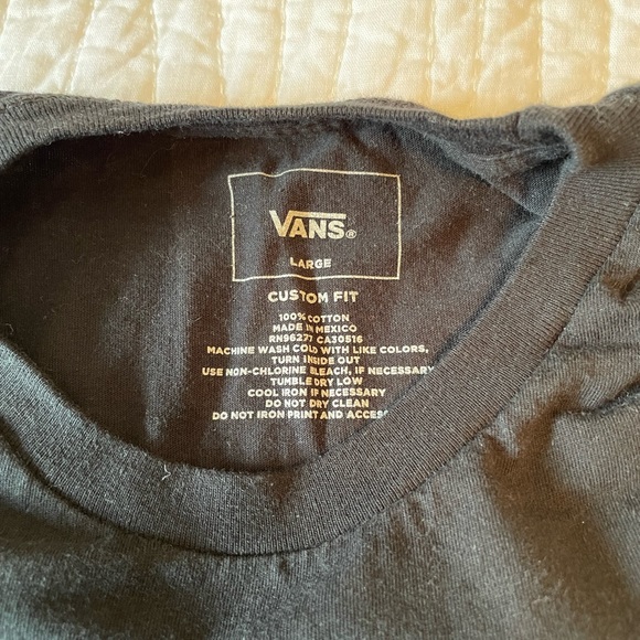 Mens Vans Black Short Sleeve Tee with Bone Graphic - Picture 3 of 5